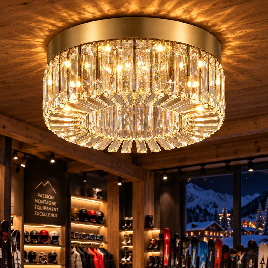 Plafonnier LED doré en cristal | Alma