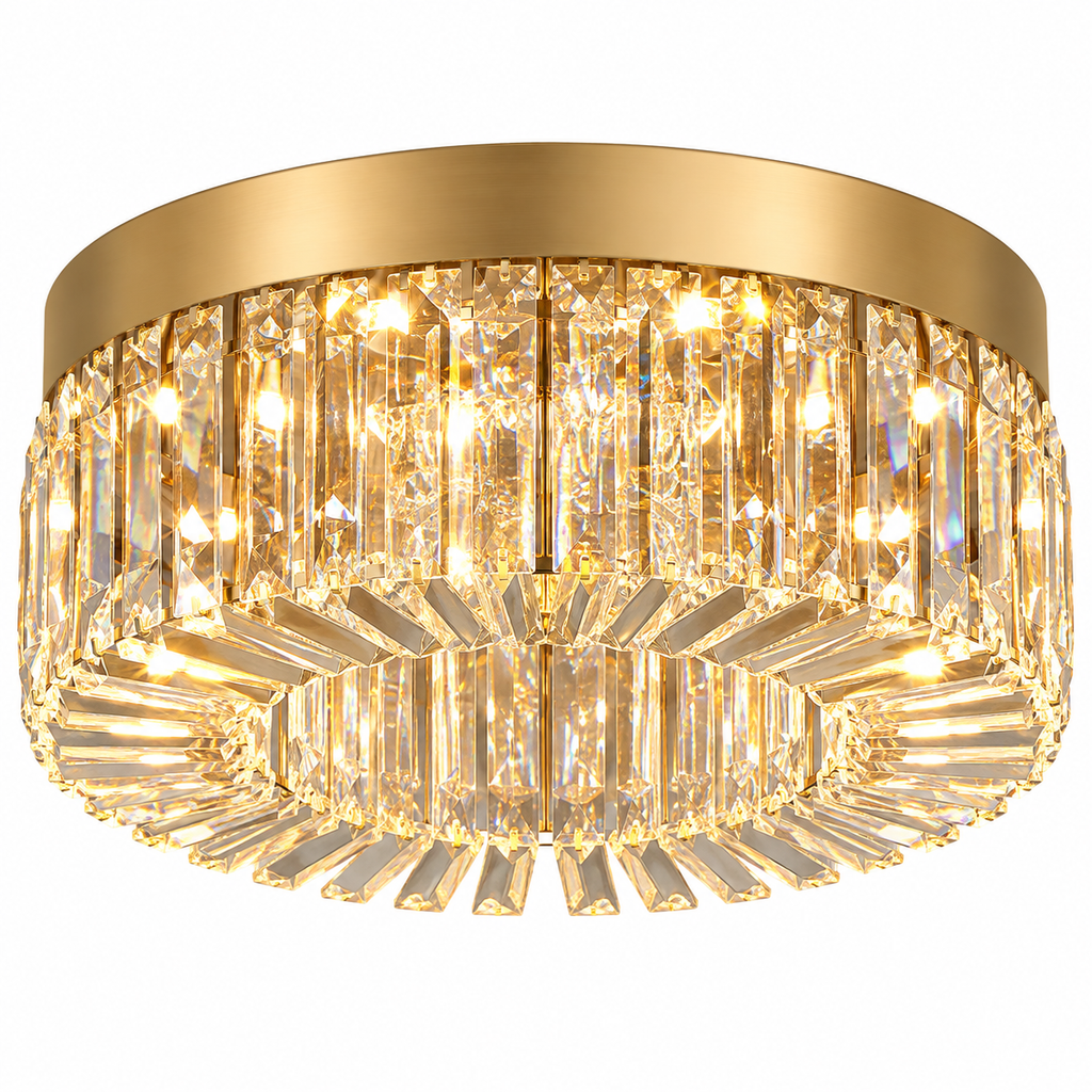 Plafonnier LED doré en cristal | Alma