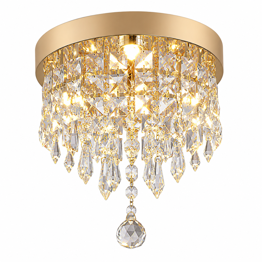 Plafonnier LED doré en cristal | Clara
