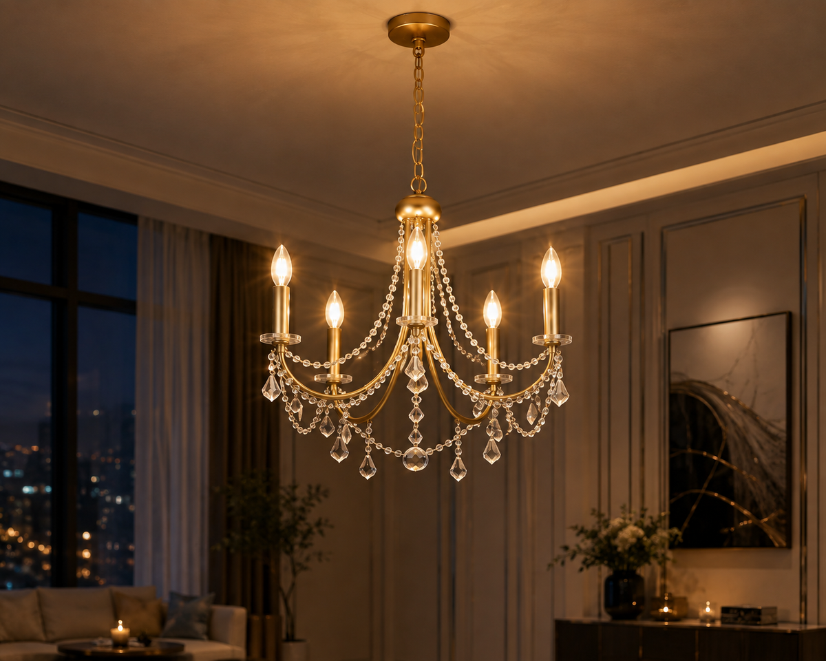 Lustre en cristal doré | Élise