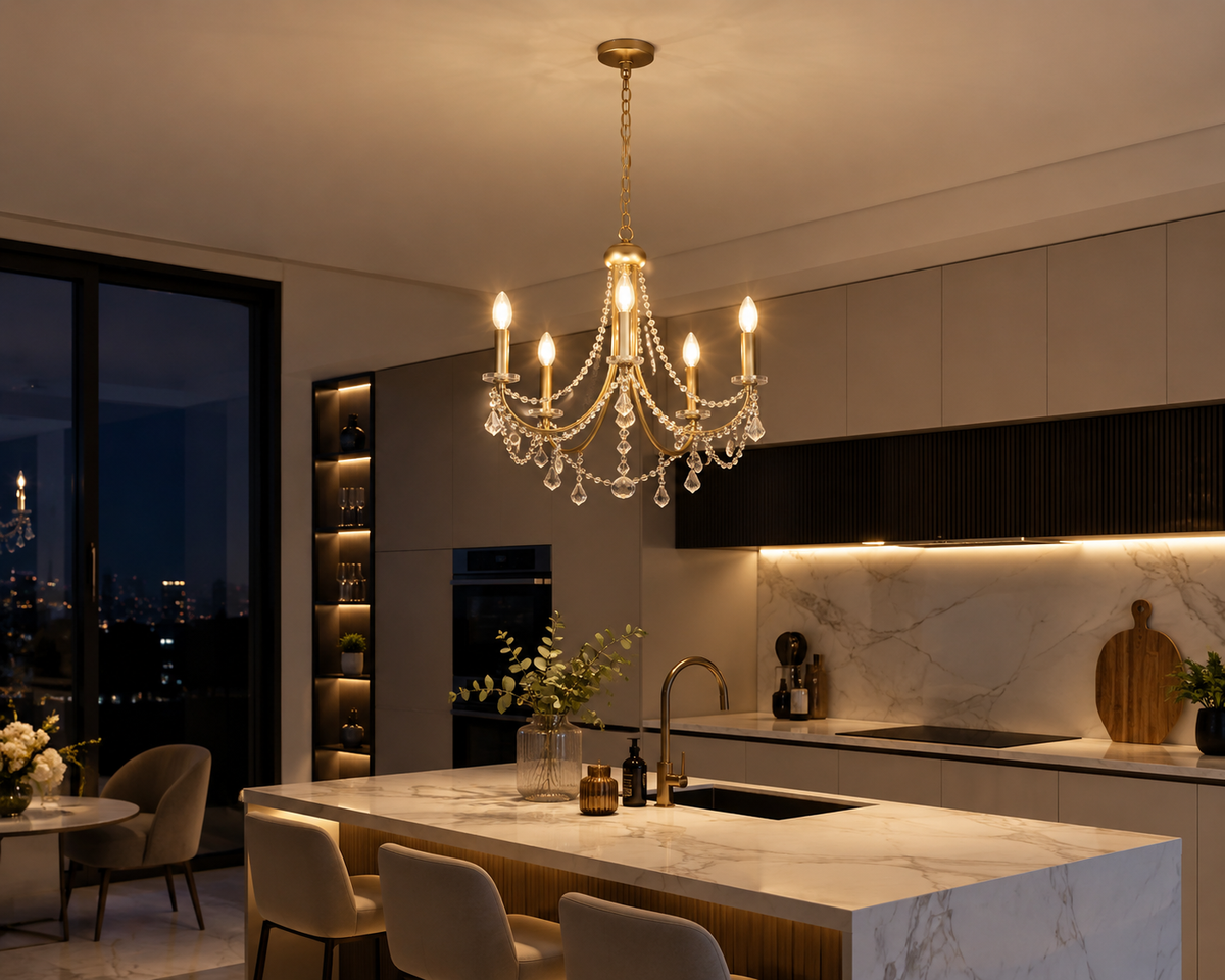 Lustre en cristal doré | Élise