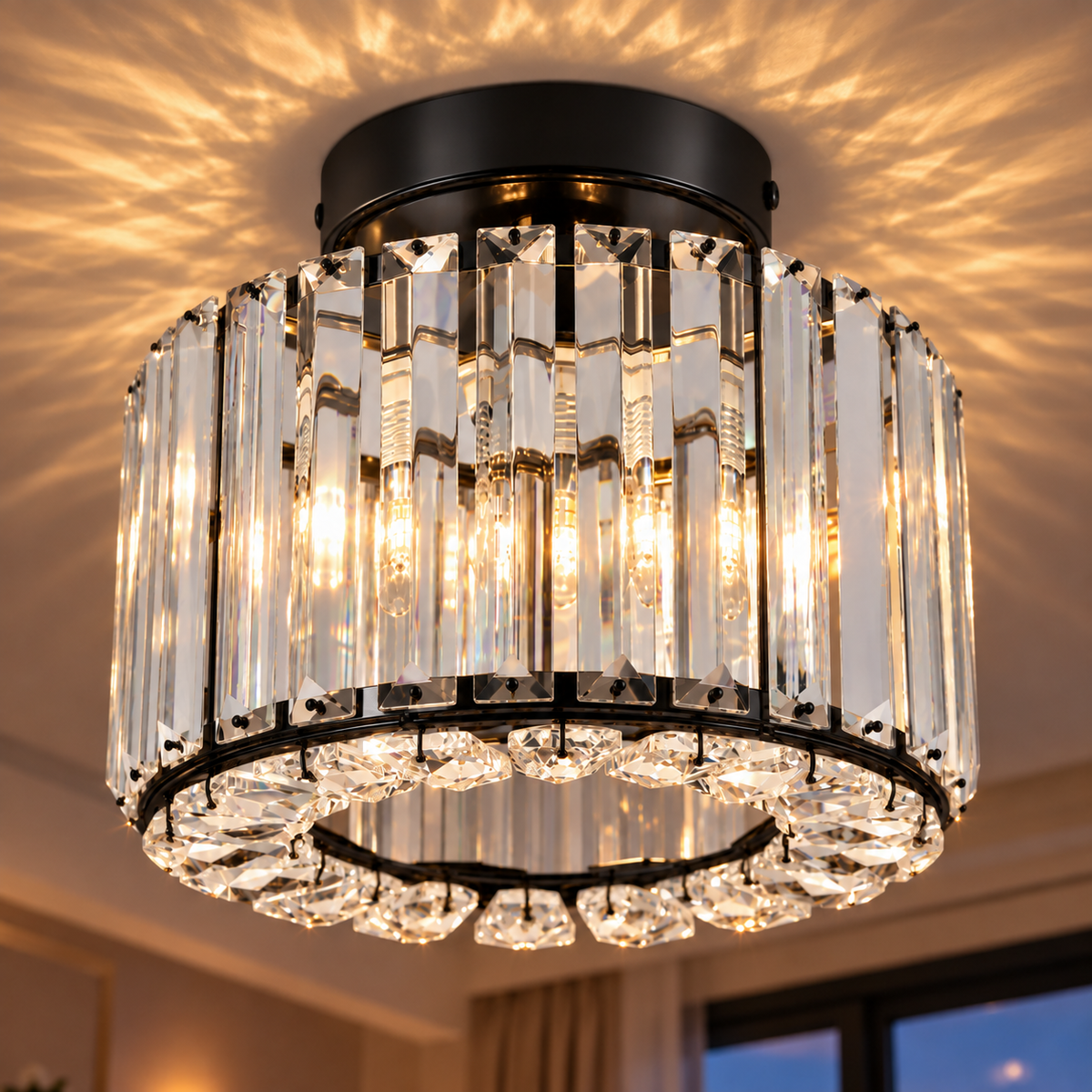Plafonnier rond en cristal | Lina