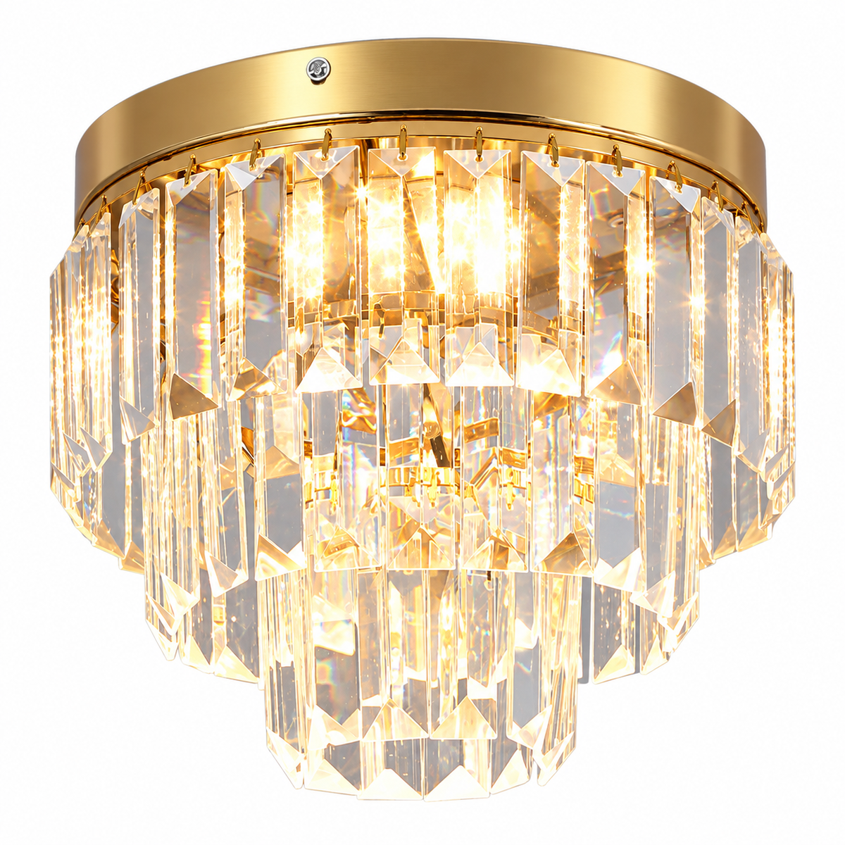 Plafonnier LED doré en cristal | Livia