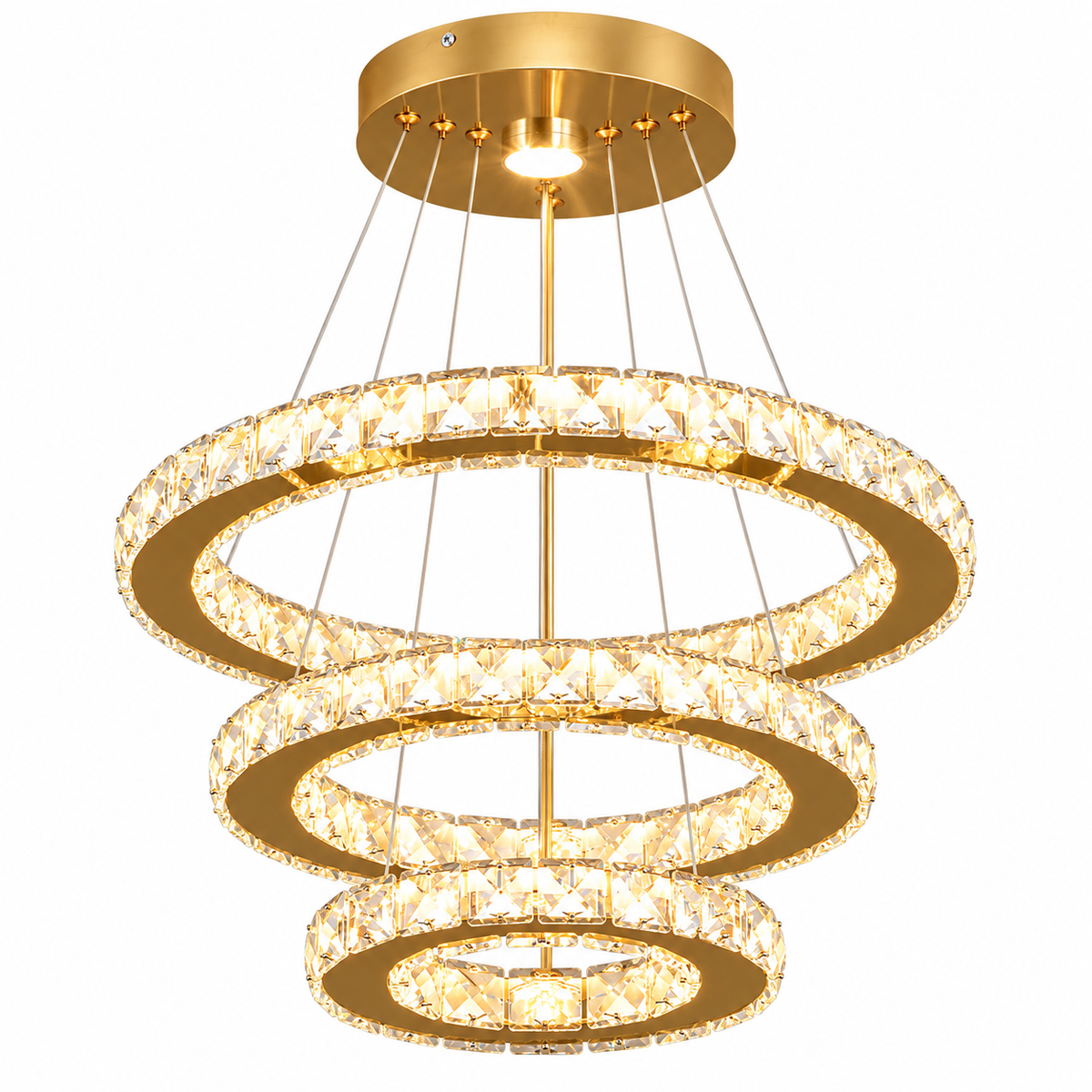 Lustre LED doré à 3 anneaux | Inès