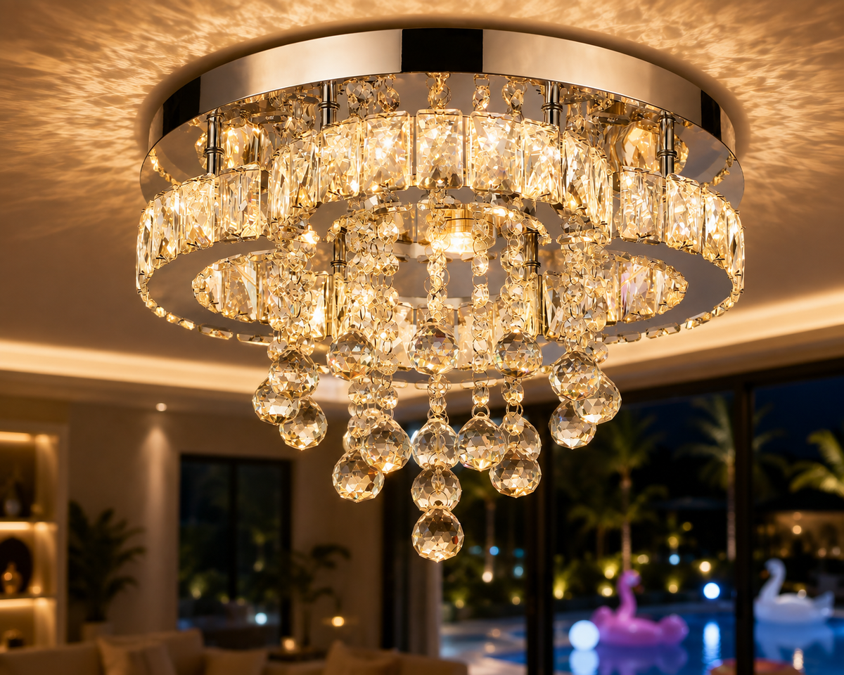 Plafonnier LED rond en cristal | Mila