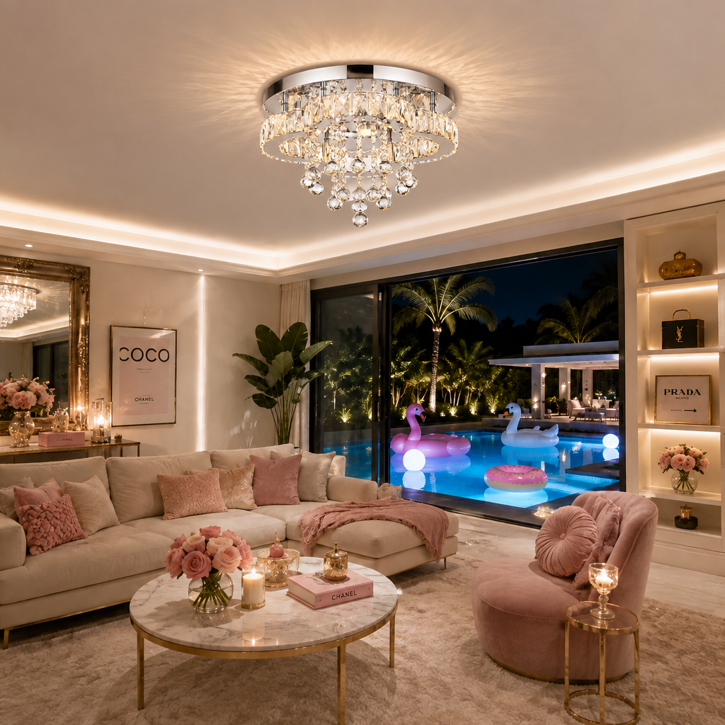 Plafonnier LED rond en cristal | Mila
