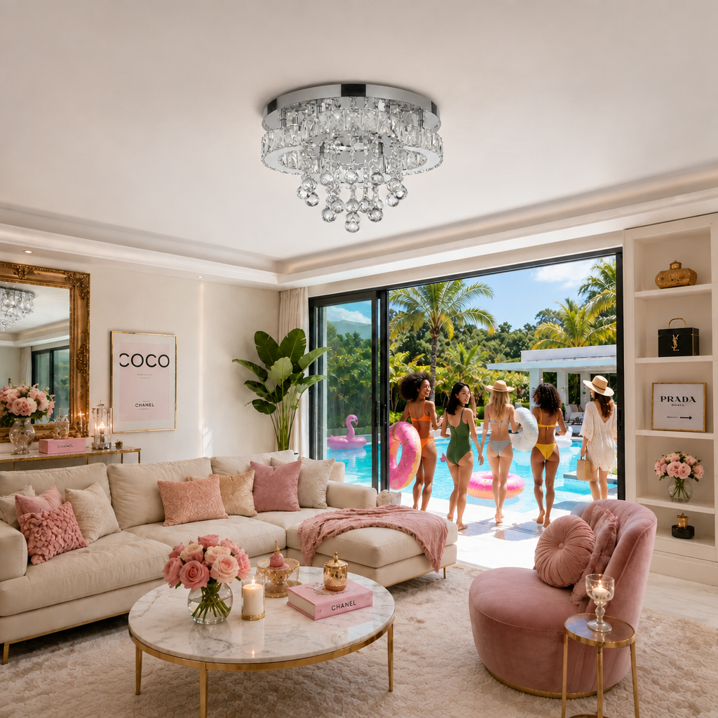 Plafonnier LED rond en cristal | Mila