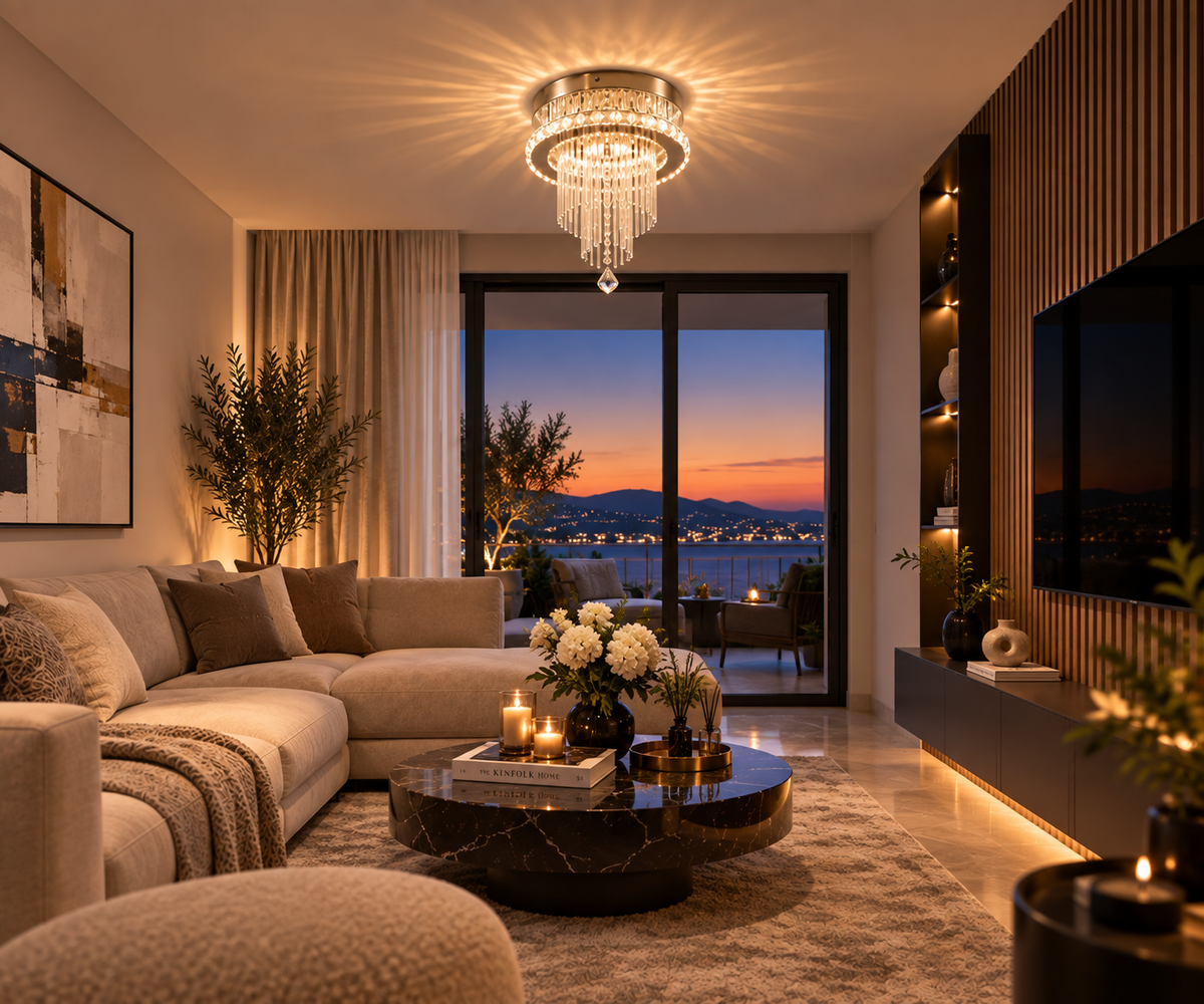Plafonnier LED en cristal | Olivia