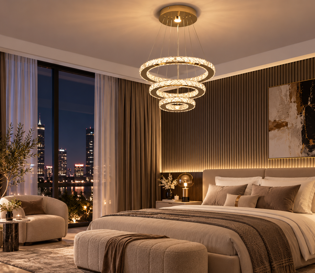 Lustre LED doré à 3 anneaux | Inès